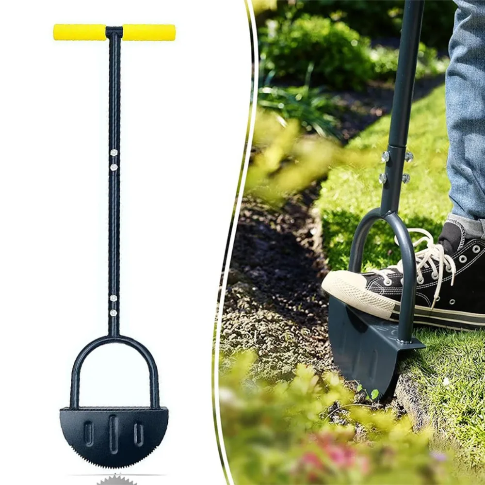 Halbmondförmiger Metallspaten – Ein robustes, manuelles Rasentrimmer-Werkzeug mit ergonomischem Griff, geeignet für Terrassen und Gärten._voghion.com