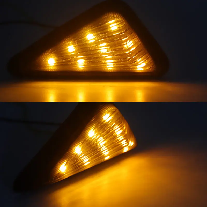 2pcs Motorcycle Led Turning Lamp Smoke Triangle Flush Mount LED Turn Signal Indi