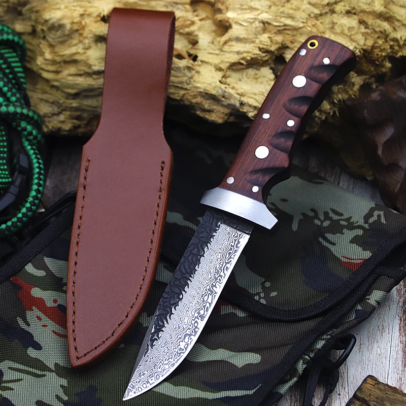 High Hardness Damascus Steel Knife SelfDefense Knife Outdoor allin