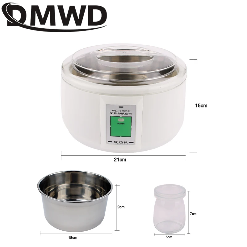 Yogurt Maker 1.5L Stainless Steel Liner 7 Yoghurt Cups