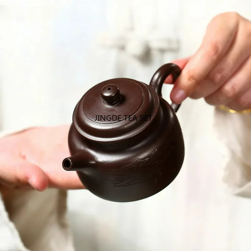 180ml Yixing purple clay teapot original ore hand-painted vermilion clay beauty tea filter exquisite tea set