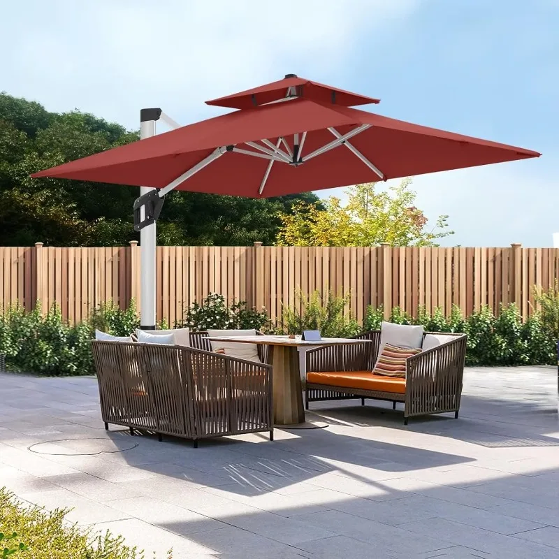 ABCCANOPY 10ft Patio Umbrella-Large Windproof Cantilever Umbrella with 360-degree Rotation, Fade-Resistant Outdoor Offset
