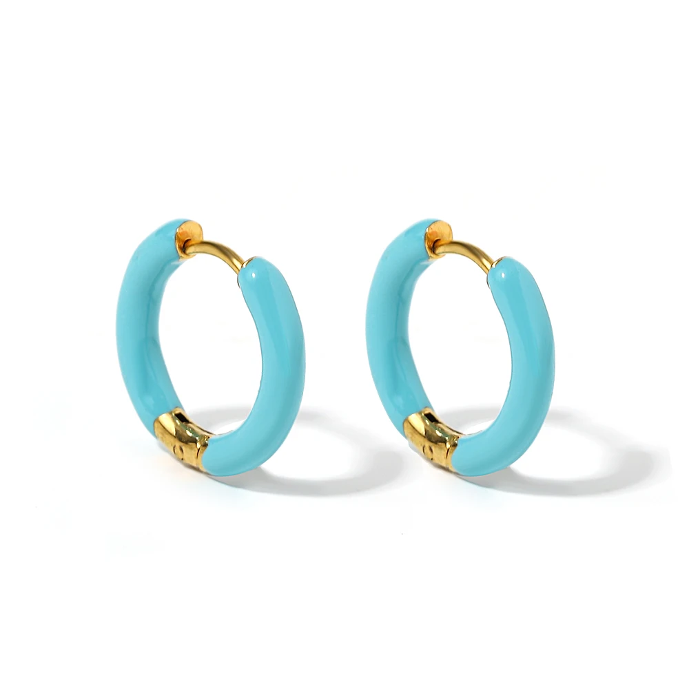 Colorful Neon Enamel Huggie Hoops for Women