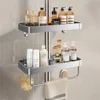 Aluminum Shower Shelf with Towel Rack Bathroom Shelf Without Drilling Soap Shampoo Holder Shower Tray Bathroom Organizer 1