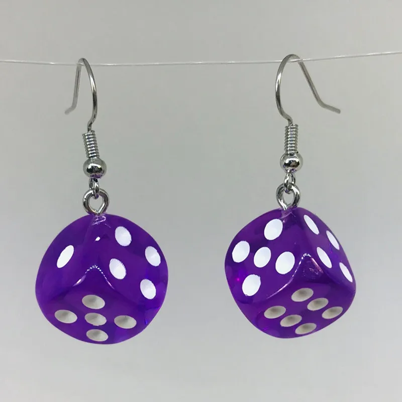 Drop Earrings 3D Dice Acrylic Drop Earrings Fun Game Casino Candy Color Earrings Women's Party Personality Jewelry Gifts for Gamblers drop earrings dangle earrings acrylic earrings