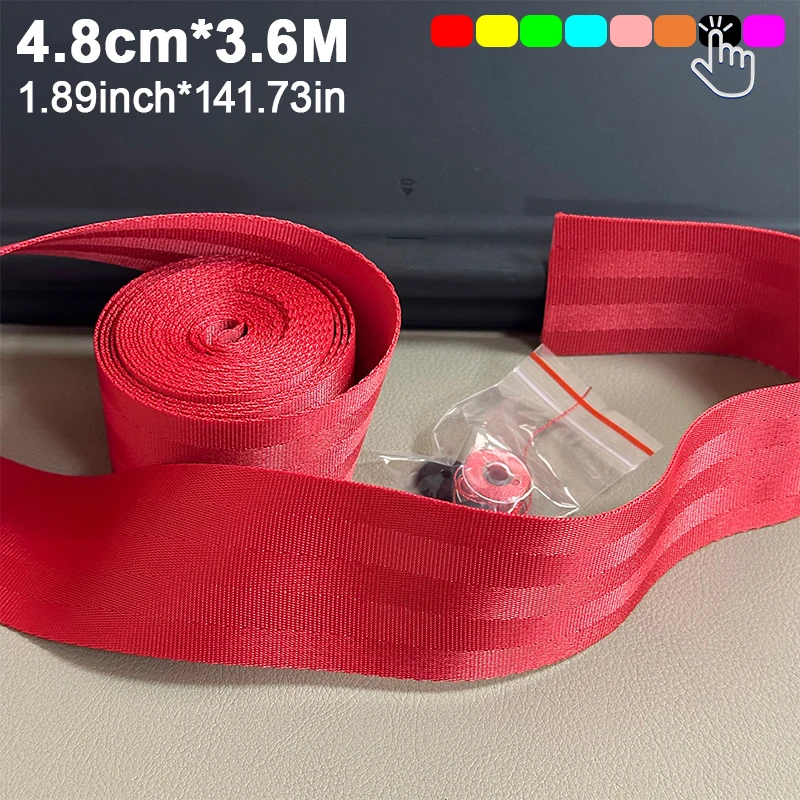 Car Seat Belt Webbing 3.6M*4.8CM High-Strength Racing Car Modified Seat Safety Belts Harness Strap seat belt webbing