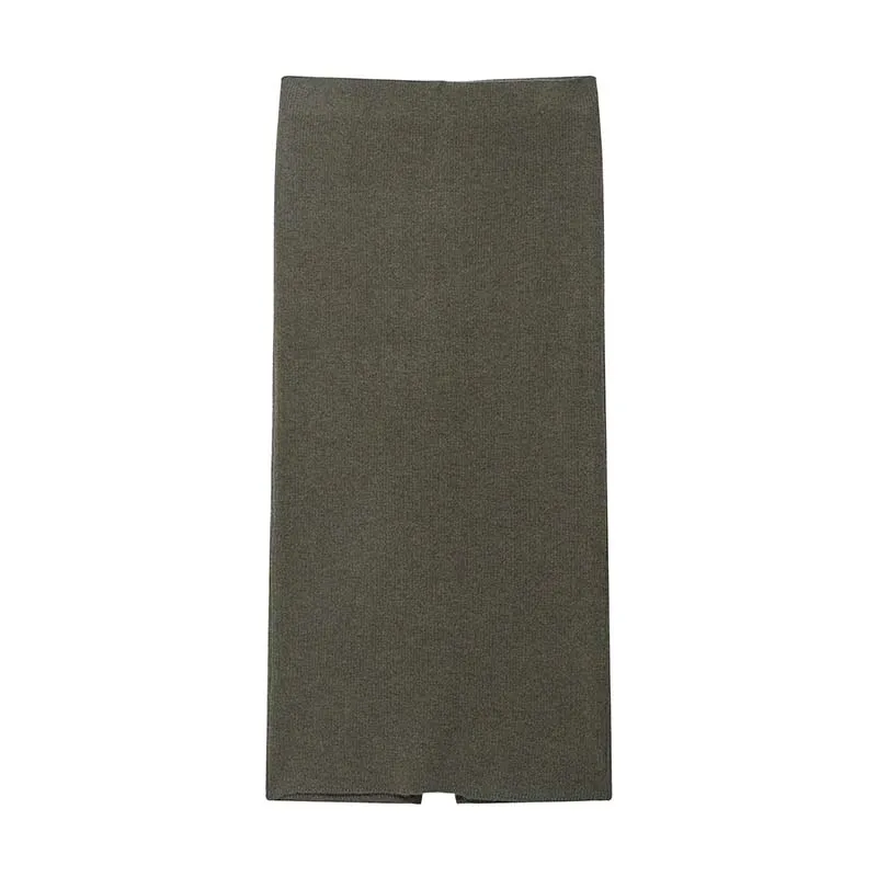 Women Ribing Midi Skirts Two Piece Sets 2025 New Chic Fashion Knitted Cardigan Coat Women's Suits Autumn Woman Outfits