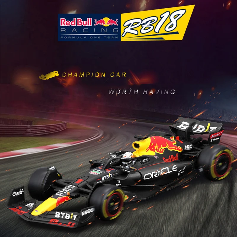 

Bburago 1: 1 Red Bull Racing TAG Heuer RB18 #1 Verstappen #11 Перес, Коллекционная модель автомобиля из сплава 2022 Чемпион F1, литой под давлением