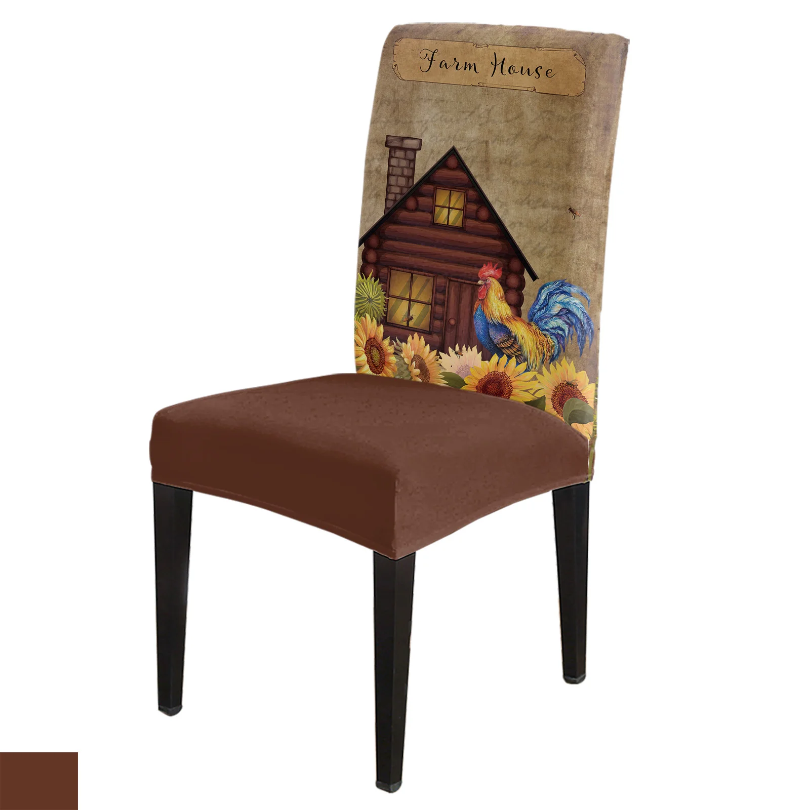 

Farm Sunflower Rooster Vintage Dining Chair Cover 4/6/8PCS Spandex Elastic Chair Slipcover Case for Wedding Home Dining Room