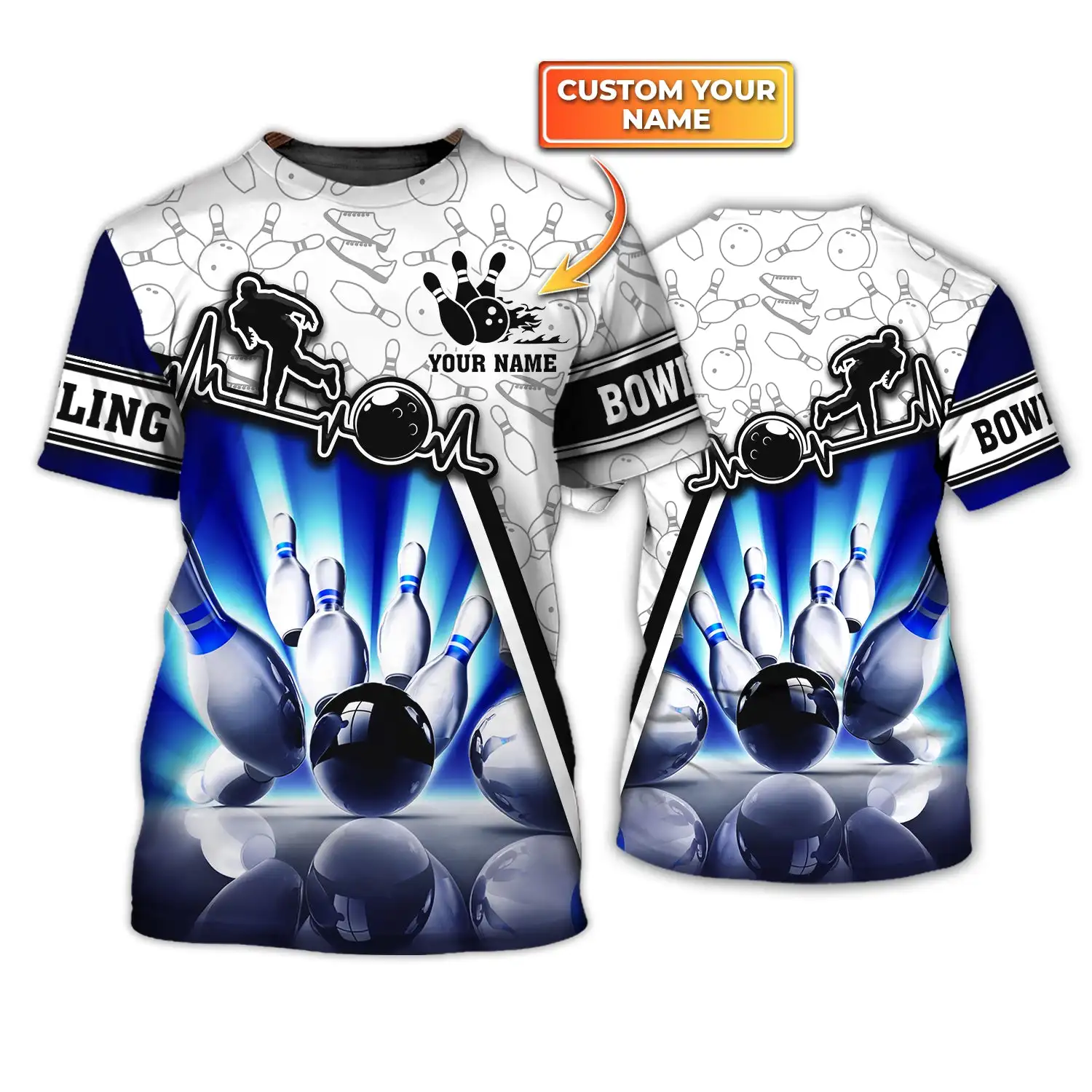 

New Men's T-shirt Bowling Ball Print Short Sleeve Round Neck Casual Loose Sport Sports Summer Personalized 3DT T-Shirt Top