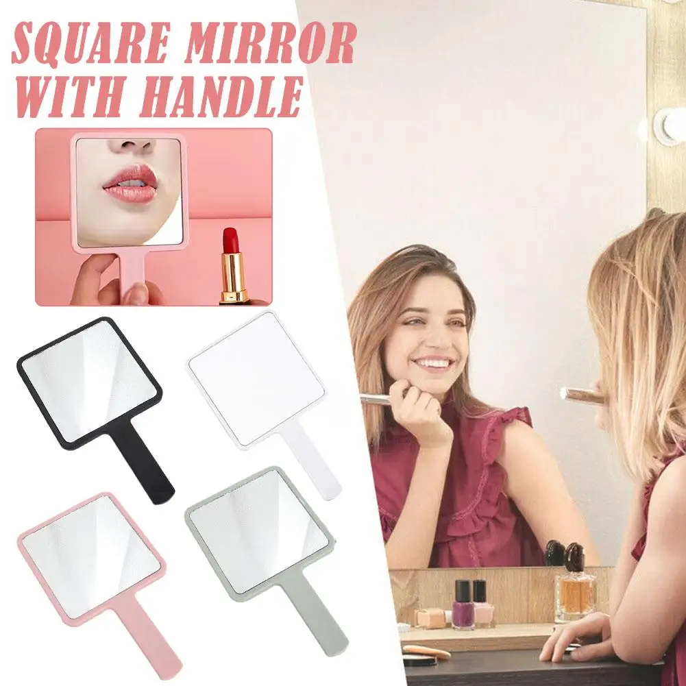 

Full Square Mirror With Handle Mini Travel Square Pocket With You Mirror Handle To Makeup With Clear Carry Beauty Mirror J7L8