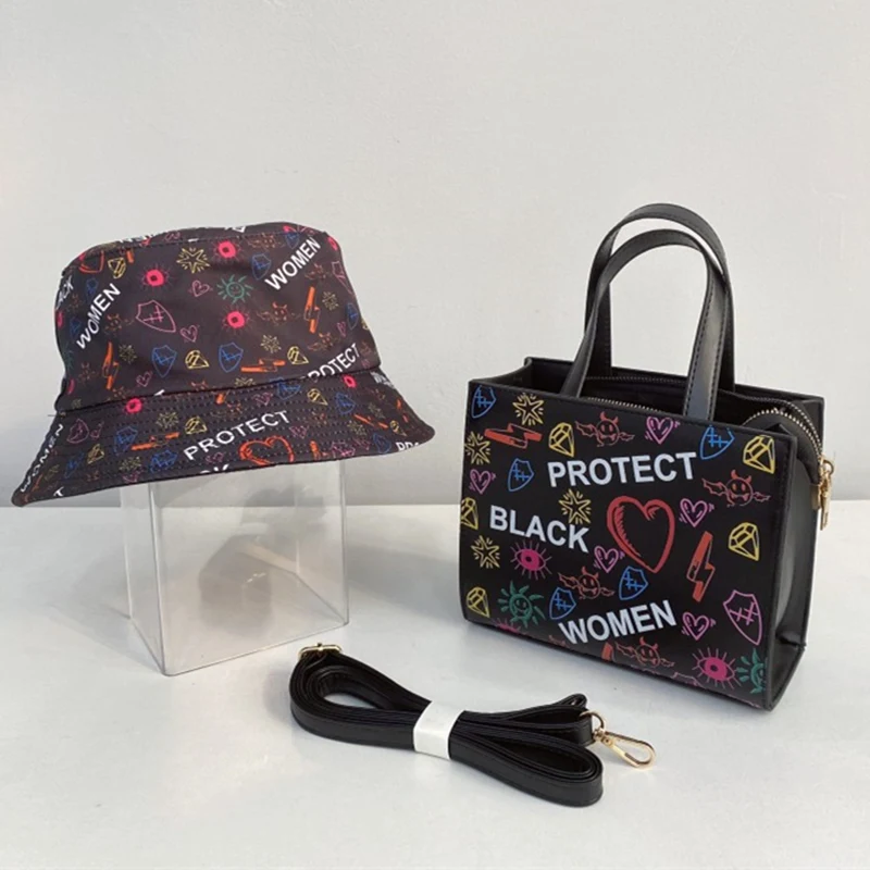 

New Cartoon Protect Black Women Tote Bag 2023 Fashion Trend Shoulder Crossbody Bag For Woman Leather Handbag and Messenger Purse