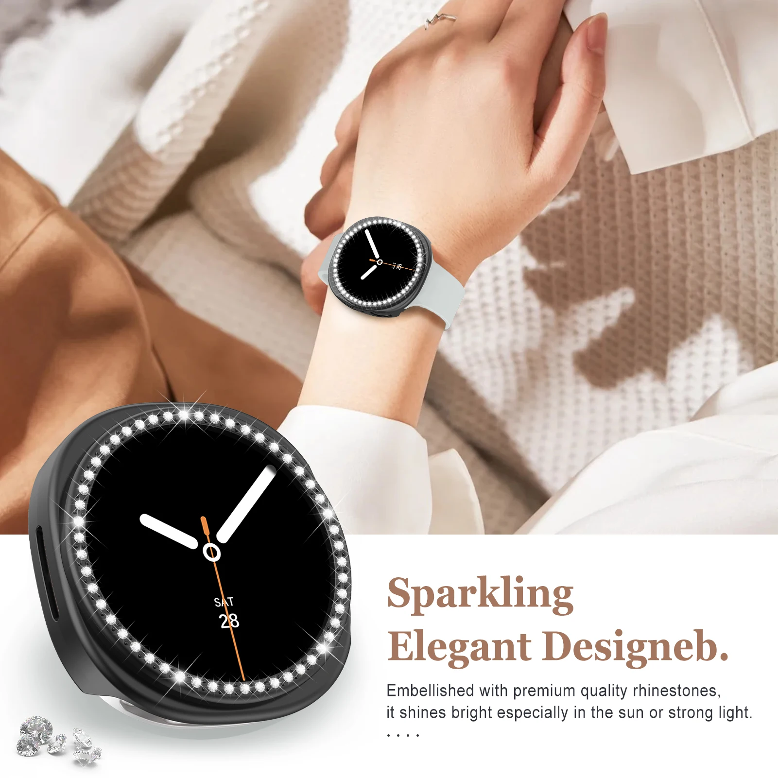 Niedliche Diamant-Hülle für Samsung Galaxy Watch 8 40 mm 44 mm, Zubehör, hohle PC-Schutzhülle für Galaxy Watch8 – Detail 11