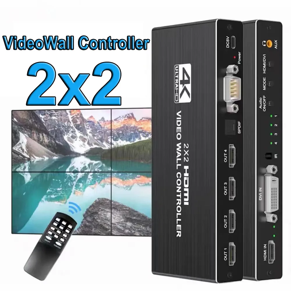 4K HDMI Video Wall Controller 2X2 HDMI DVI Video wall processor 1X2 1X4 1X3 2X1 3x1 4X1 Multi Screen Processor Splicer