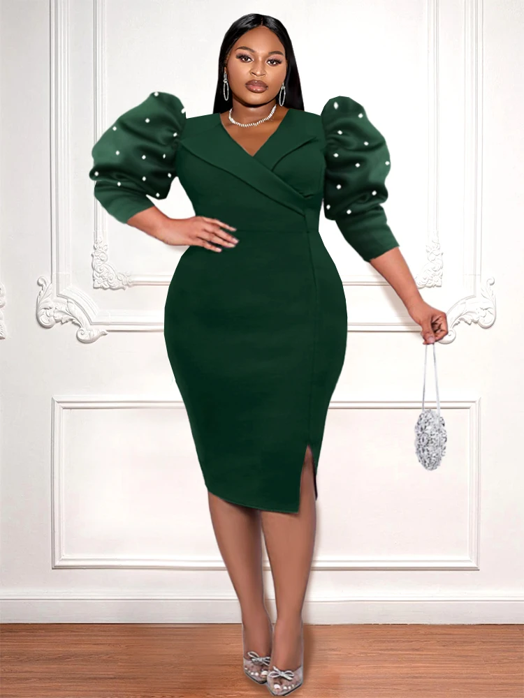Plus Green Dress Sleeves | Plus Elegant Evening Dresses - Size Midi Aliexpress