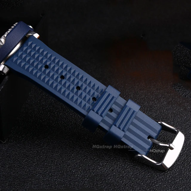 Premium Soft Rubber Waffle Watchband 20mm 22mm Replacement Strap for Seiko Water Ghost Sport Watchband Black Green Wristband 5