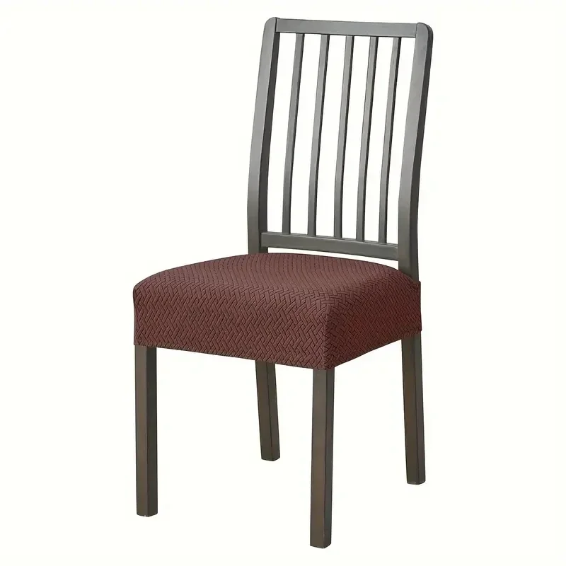Stretch Jacquard Dining Chair Seat Cover - Solid Color, Removable & Anti-Dust