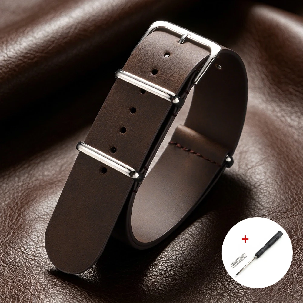 Vintage Leather Sport Watch Strap - Soft Replacement Wristband