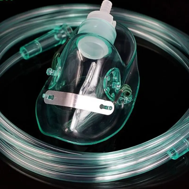 Adult Oxygen Mask with Tube Soft Anatomical Form Green Shield Medicine Cup Nebulizer Inhaler Conduit Oxygen Mask with 1.9m Tube first aid mask