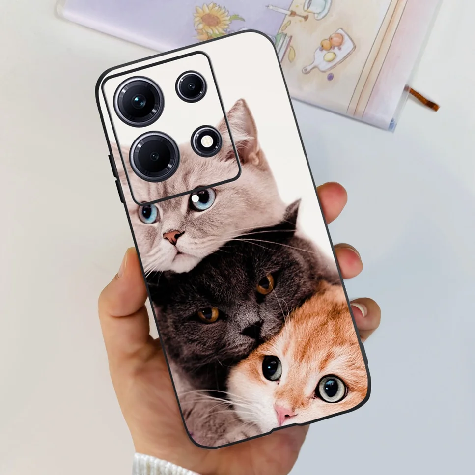 Fashion Cute Flowers Luxury Black Phone Case Back Cover