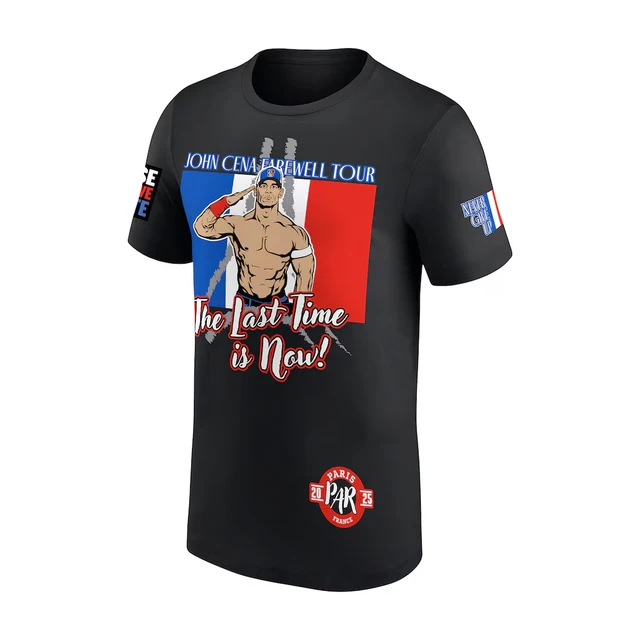Men's Black John Cena Farewell Tour 2025 Paris T-Shirt Quick Dry Sports Short-sleeved Daily Casual Oversized CENA Fans T-shirts 2