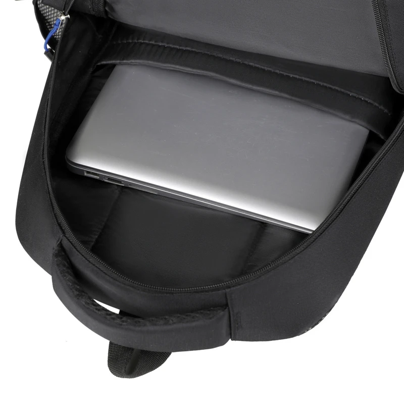 Black Nylon Backpack with adjustable strap and multiple pockets - large capacity schoolbag, durable polyester lining, leisure ba