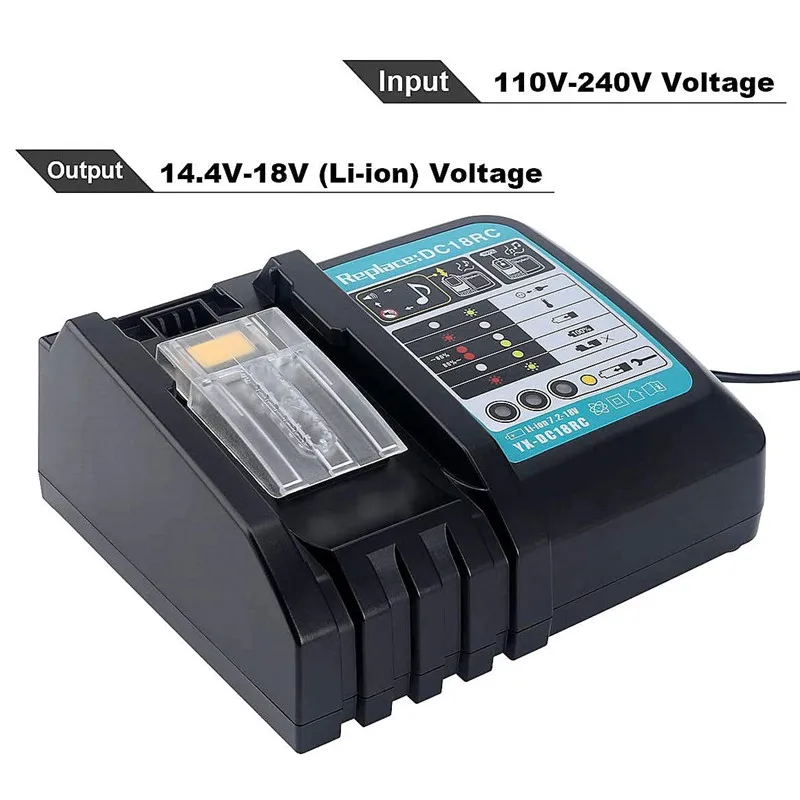 DC18RCT Li-ion Battery Charger For Makita 18V 14.4V BL1830 Bl1430 DC18RC DC18RA Power tool 3A Charging Current EU plug battery charger,battery charger adapter