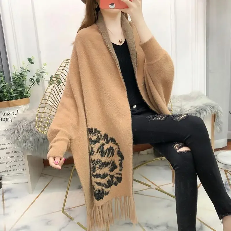 

Mink Cashmere Women'n Shawl Fashion Winter Scarf Soft Wrap Casual Warm Cardigan Sweater Poncho Bat Sleeve Capes & Ponchos Q391