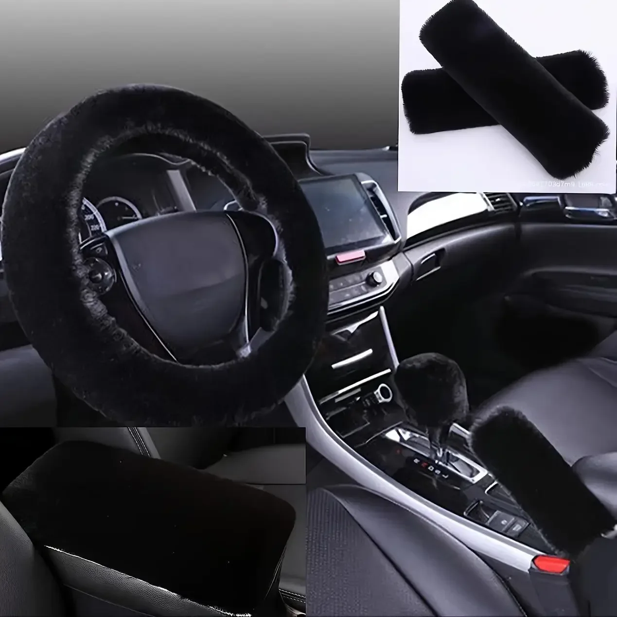 Warm Faux Wool Steering Wheel Cover 38cm Fur Fluffy Thick Auto Car Steering Wheel Plush Cover Soft Wool Decoration Car