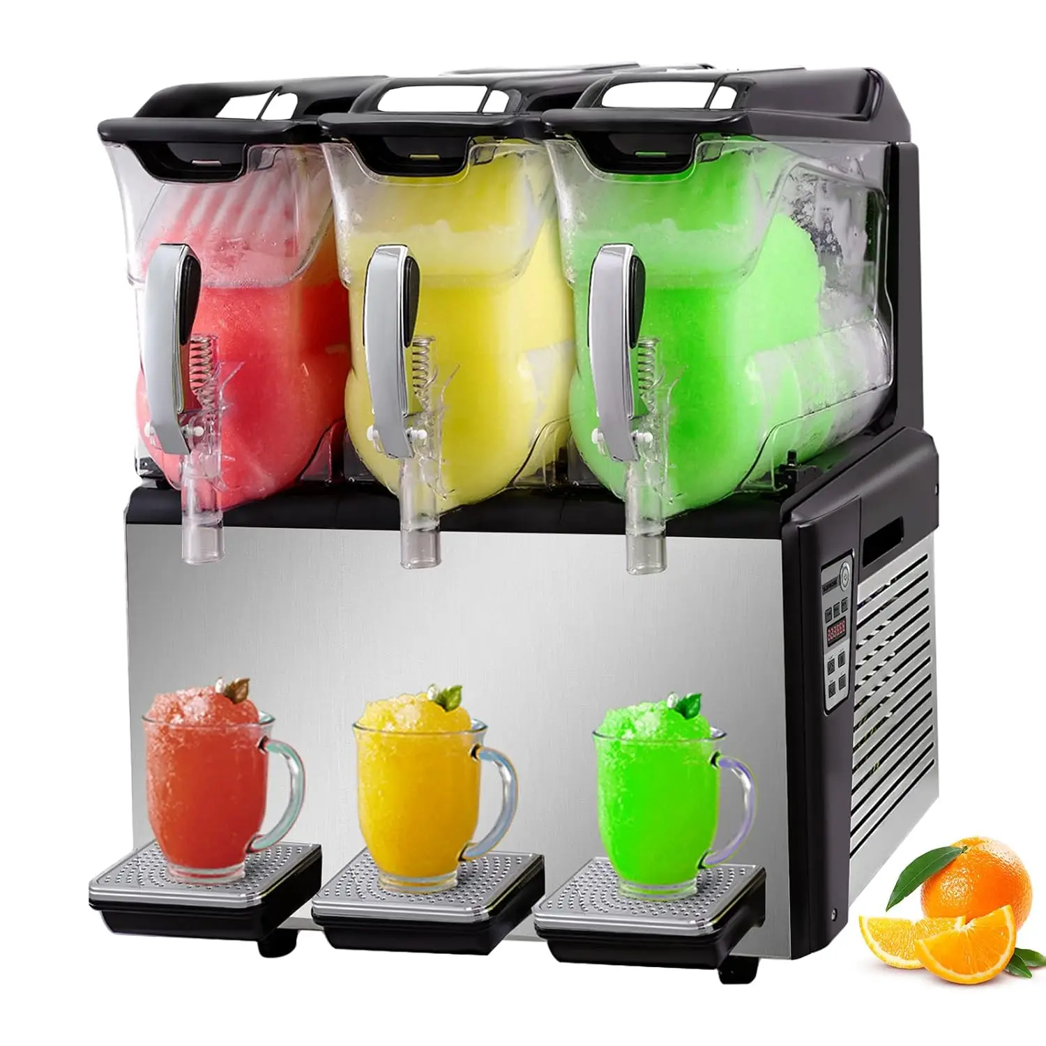Slushy Machine Triple Bowl Frozen Drink Maker 1250W Automatic Clean Day and Night Modes for Supermarkets Cafes