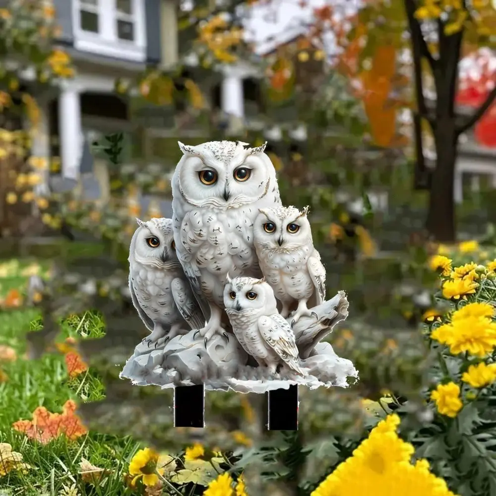 Description Picture 5 of itemAcrylic White Owl Statue Stake Cute Creative Animal Figurine Sculptures Waterproof Multi Functional Garden Pile Ground Insertion
