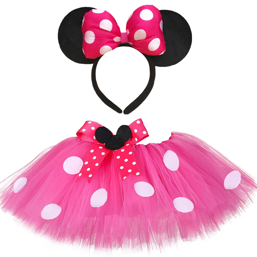 Jupe Tutu Fuchsia Mickey Minnie pour bébé fille, sous-jupe en Tulle avec  nœud papillon à points blancs, Costume de fête d'anniversaire pour enfants  - AliExpress