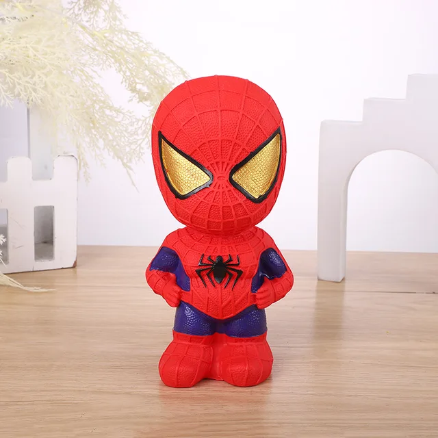 Super Heroes Kawaii Spiderman Money Box Cute Red Bat Coin Piggy Bank Model Saving Toy Room Ornament Boys Girls Children's Gifts 3
