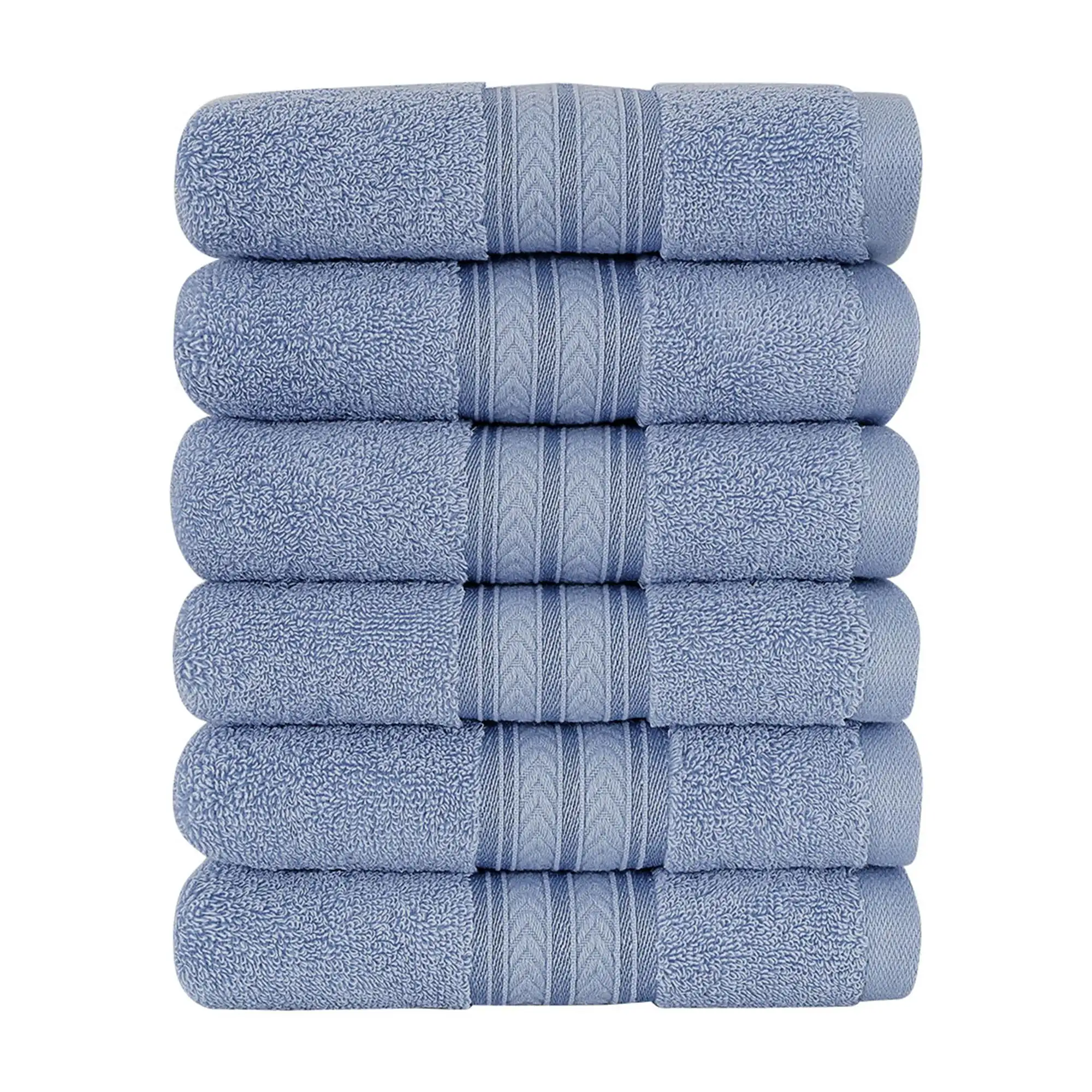

Unique Bargains 6-Pack 100% Cotton Absorbent Bathroom Towel Blue