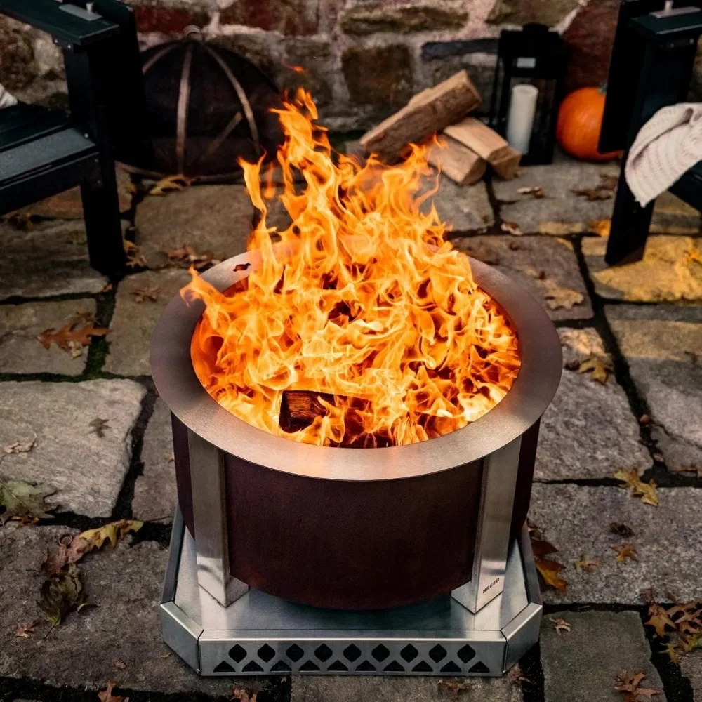 Smokeless FIrePit X Series 24, Corten Steel 27.5 inch Smokeless Fire Pit for Outside 62 Pounds Ideal for Families Compatible 4