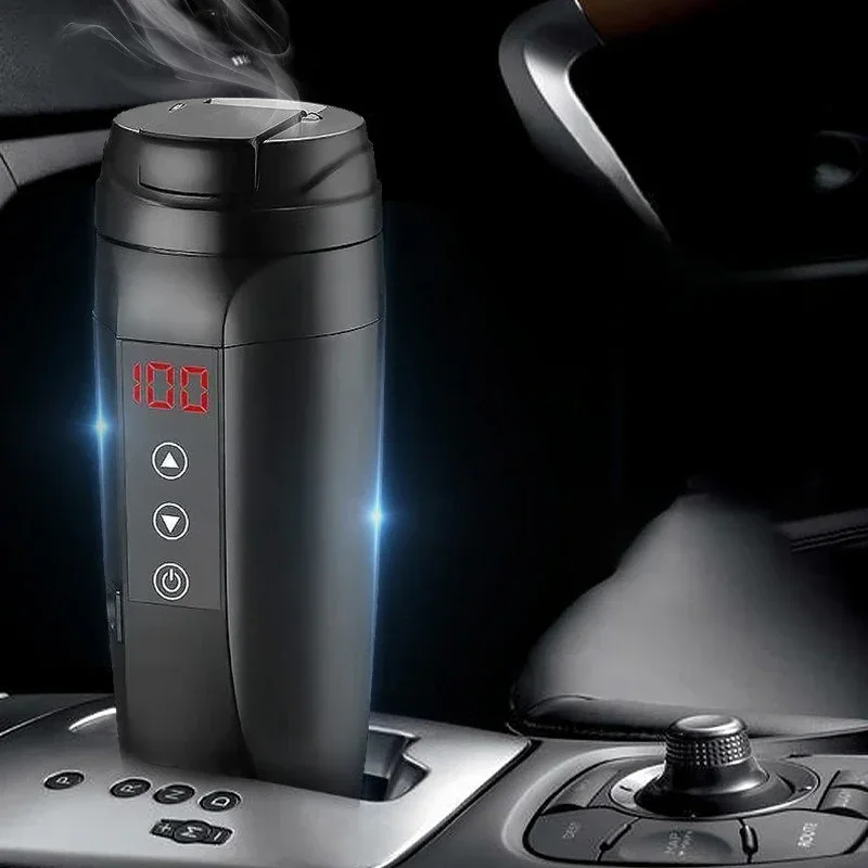 

300ML/500ML intelligent digital display Vehicle Heating Cup, silver/black car heating water cup, suitable for cars journey