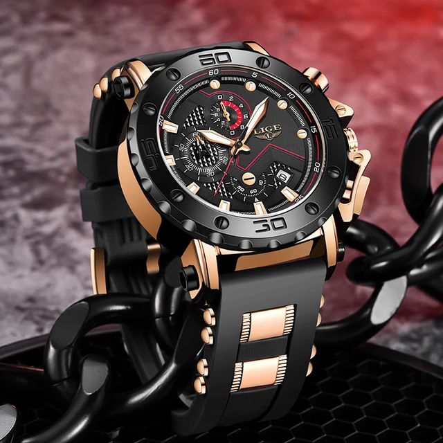 eigendom gans Uitpakken LIGE Big Dial Sport Watch Men Chronograph Quartz Military Mens Watches Top  Brand Luxury Waterproof Wrist Watch Man Reloj Hombre