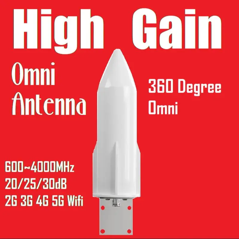 Cell Phone Signal Booster Antenna 30 dB Omni Directional Rocket Antenna 698-3700 mhz