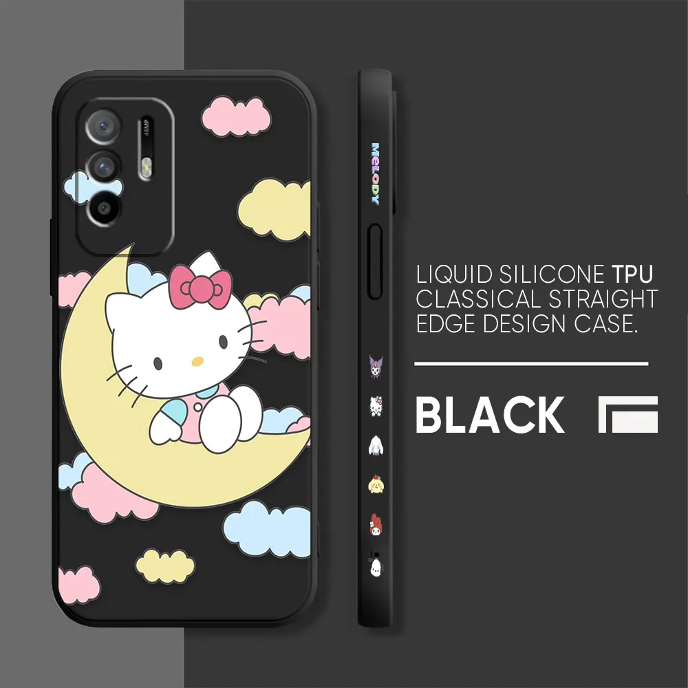thumbnail image 1 of Case For OPPO A52 A54 A55 A57 A59 A93 A83 A92S A93S 4G 5G A16 Colour Simple Liquid Silicone Case Cute Hello K-Kitty Cat, 1 of 5