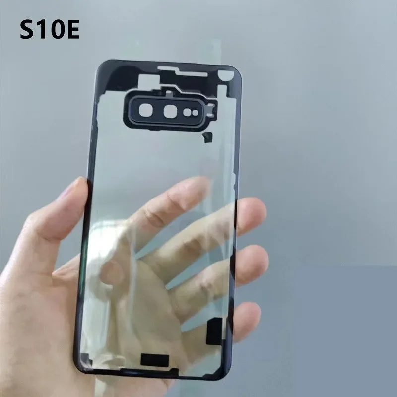 삼성 갤럭시 S10 5G S9 Plus S10E S8 S7 투명 배터리 뒷면 커버 수리 도어 후면 케이스 + 카메라 렌즈 용 하우징