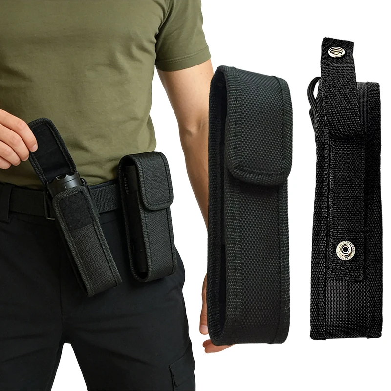 Tactical Molle Flashlight Molle Pouch LED Torch Holster Waist Bag Outdoor Camping Hunting Accessories Folding Knife Pack 1 PC