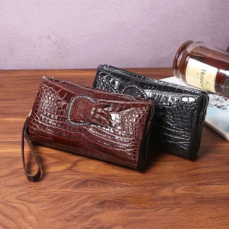 

Men's Luxury Wallet Black Leather Clutch Business Crocodile Pattern Wallet Coin Purse Card Holder Trend 2022 New