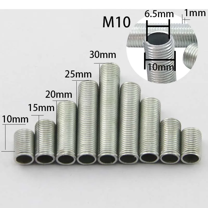 LED Lamp Accessories Thread Adapter Hollow Tube Nut 10PCS M10 Dental Tube Hollow Threaded Rod Led Lamp Head Link Fixed Base Support Rod Lighting Accessories Screws