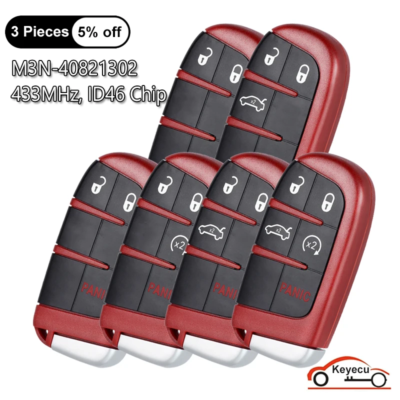 

KEYECU 2 3 4 5 Buttons for Dodge Charger Dart Challenger Journey Durango for Chrysler 300 Auto Smart Remote Key Fob M3N-40821302