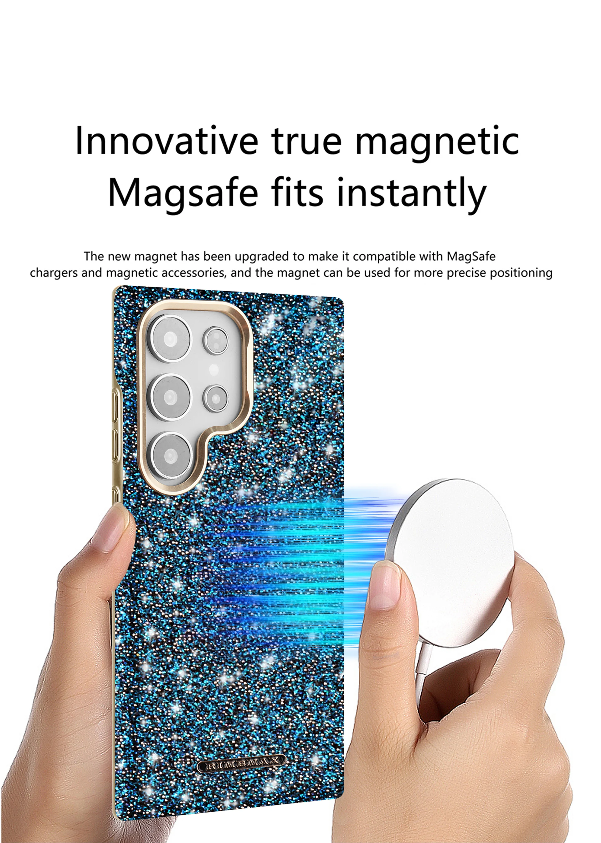 Magnetic Suction Ring Electroplated Anti-Drop Glitter Phone Case