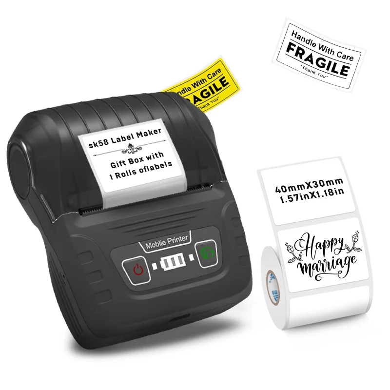 SINMARK SK58 Portable Thermal With Self-adhesive Labels Printer Mini Bluetooth Sticker Maker_voghion.com