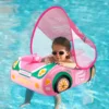 Swimbobo Pink Girl Kids Inflatable Children Swimming Seat Boat Floating Water Gun Toddler Water Toy Baby Ring Float With Canopy 1