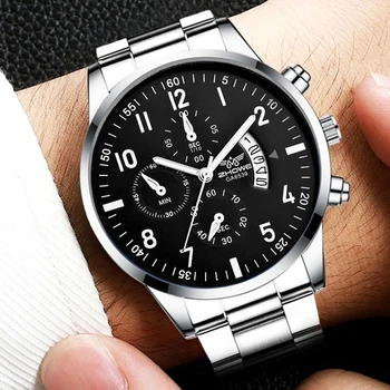 Alternative view of Men's Luxury Watch Fashion Business Calendar Men's Steel Belt Watch Men's Christmas Valentine's Day Gift 1PC