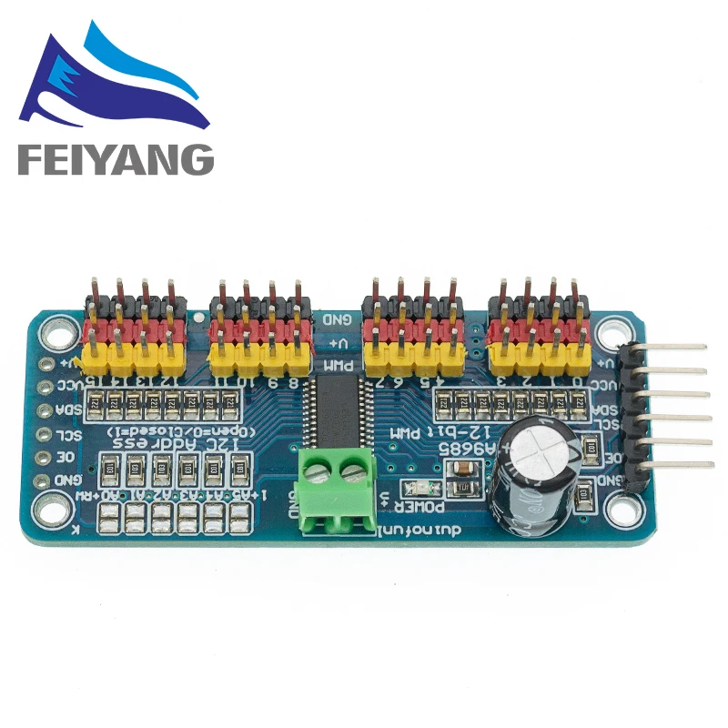 SAMIROB PCA9685PW 16 Kanal 12 Bit PWM/Servo Driver-I2C Schnittstelle PCA9685 Modul Raspberry Pi Shield Modul Servo Shield – Detail 4