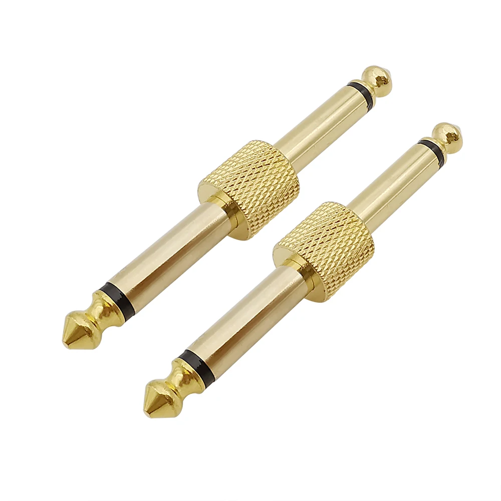 

2Pcs Gold Plated 1/4 inch 6.35mm Male to Male Guitar Effects Pedal Connector Coulper Metal Audio Jack Adaptor Pedal Board Parts